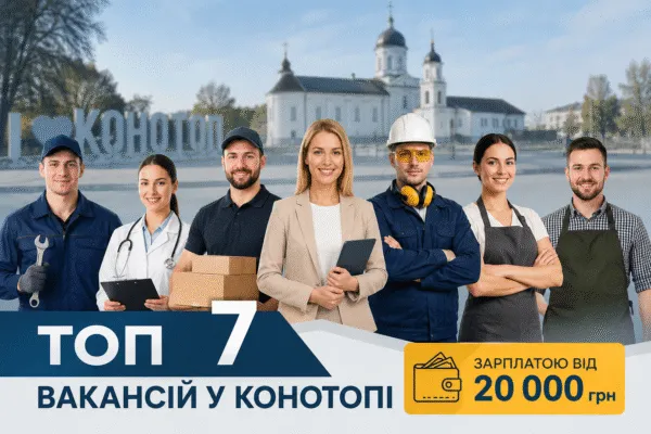 Робота у Конотопі: топ-7 вакансій із зарплатою від 20 000 грн