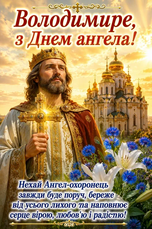 День ангела Володі 2026 — коли іменини Володимира та красиві привітання