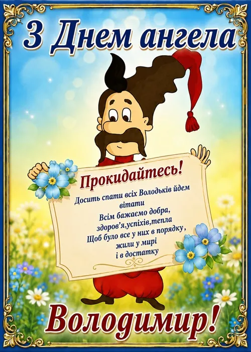 День ангела Володі 2026 — коли іменини Володимира та красиві привітання