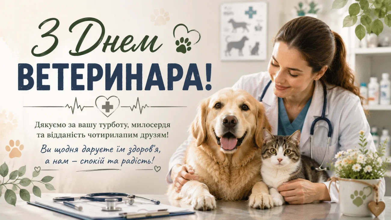 День ветеринара 2026: теплі привітання від власників хвостатих та красиві листівки
