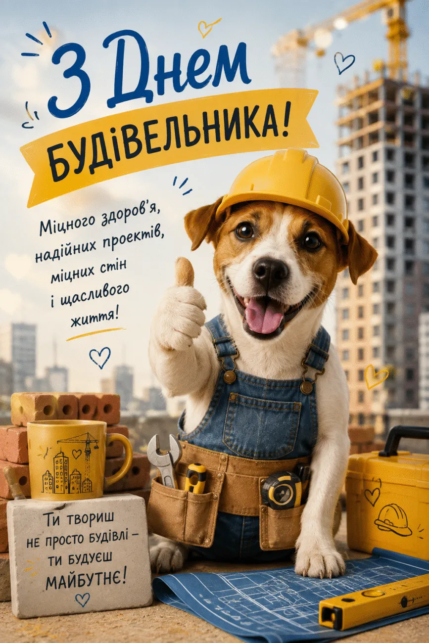Прикольні привітання з Днем будівельника 2026: жарти, тости та веселі картинки
